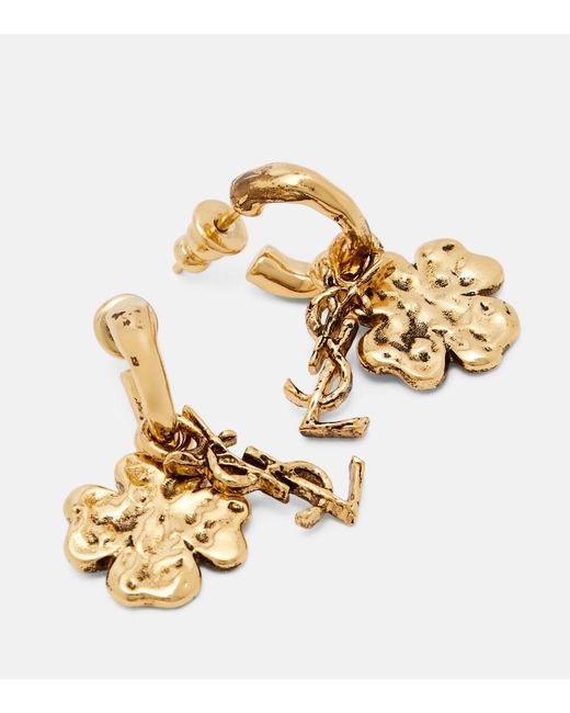 Saint Laurent Metallic Cassandre Lucky Charm Drop Earrings