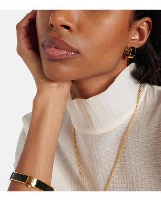 Totême White Signature Enamel-Plated Hoop Earrings