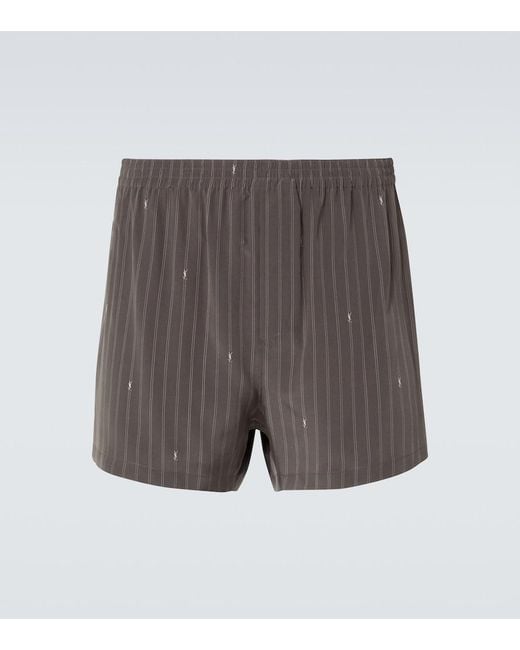 Saint Laurent Gray Silk Boxer Briefs for men