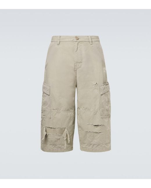 Balenciaga Natural Cropped Cotton Cargo Pants for men