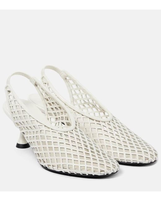 Proenza Schouler White Tee Leather Mesh Slingback Pumps