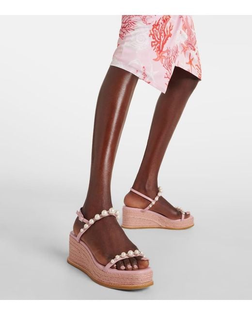 Jimmy Choo Pink Verzierte Espadrille-Sandalen Amatuus 60 Aus Leder