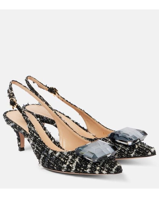 Gianvito Rossi Metallic Jaipur 55 Boucle Slingback Pumps