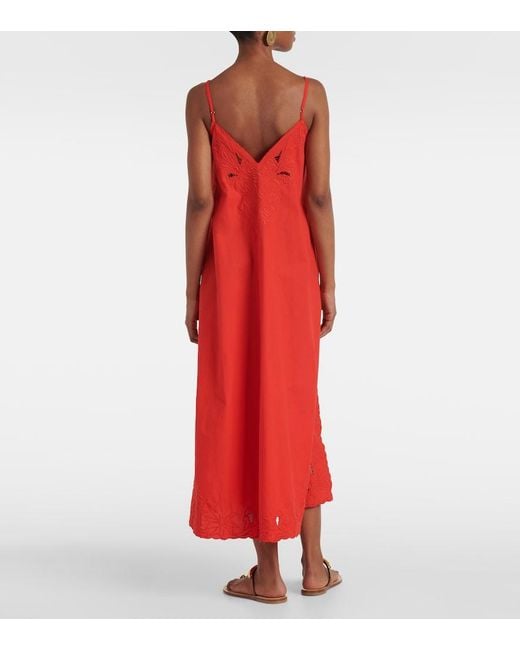 Juliet Dunn Embroidered Cotton Poplin Midi Dress