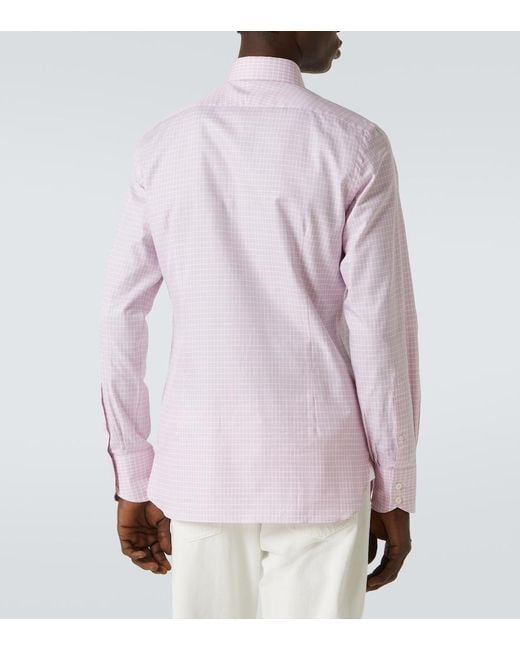 Tom Ford Purple Checked Cotton Poplin Shirt for men