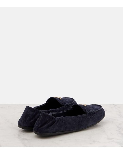 Prada Blue Suede Loafers