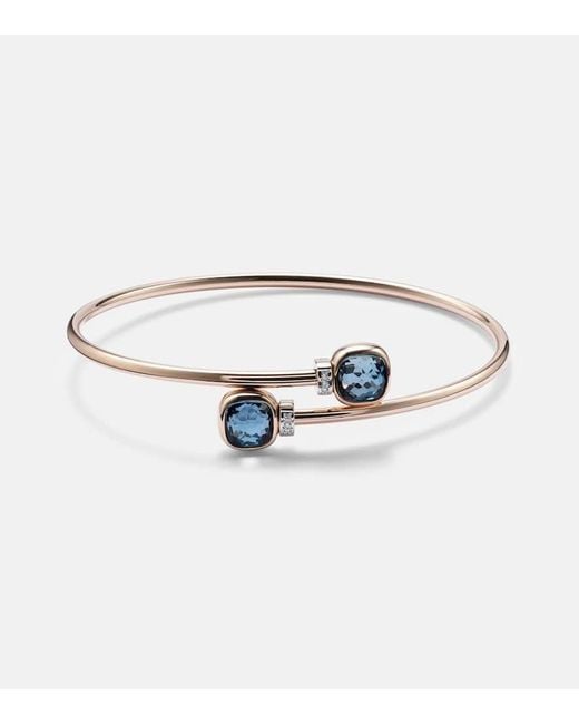 Pomellato White Nudo 18Kt Bangle With Topazes And Diamonds