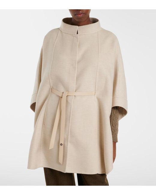 Loro Piana Natural Salzburg Leather-Trimmed Cashmere Cape