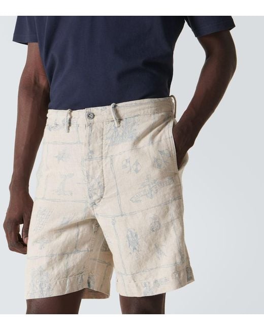 RRL Bedruckte Shorts aus Leinen in Natural für Herren