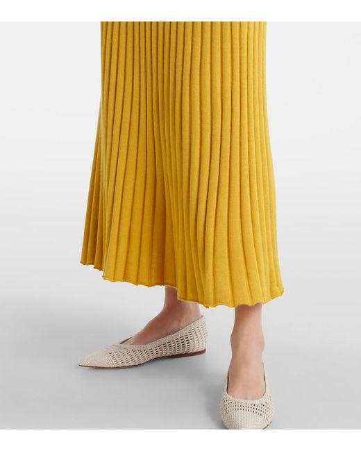Gabriela Hearst Yellow Pleated Cashmere And Silk Polo Dress