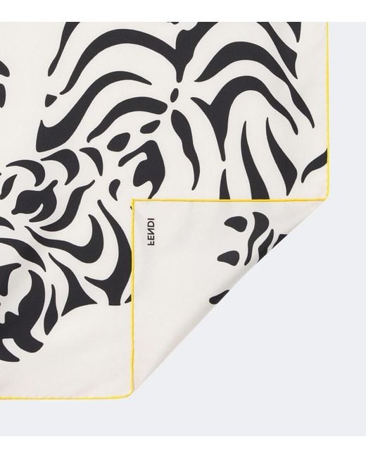 Fendi White Printed Silk Scarf