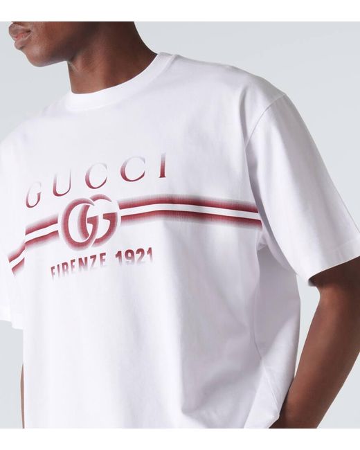 Camiseta de jersey de algodon con logo Gucci de hombre de color White