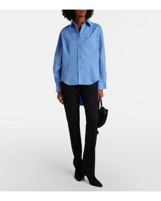 Balenciaga Blue Asymmetric Cotton Poplin Shirt