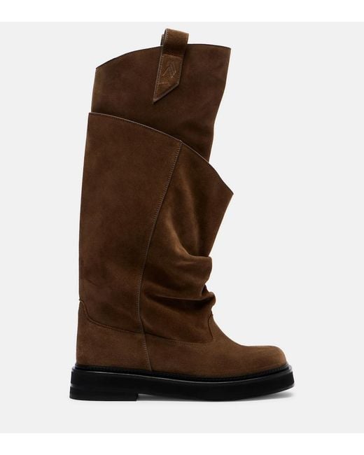 The Attico Brown Passeggiata Suede Combat Boots