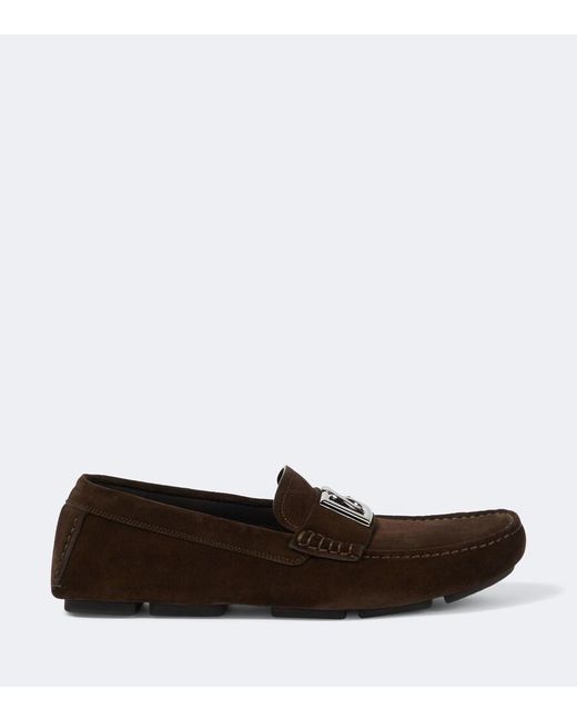 Dolce & Gabbana Brown Suede Loafers for men