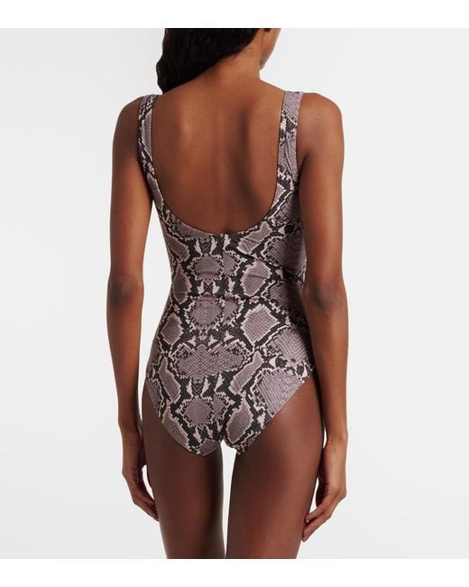 Karla Colletto Brown Lilith Snake-Effect Swimsuit