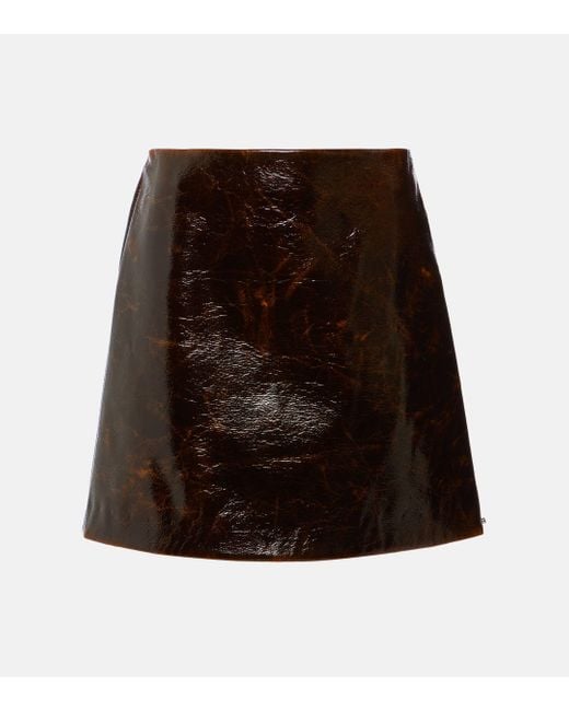 Sportmax Brown Beta Leather-Effect Wool-Blend Miniskirt