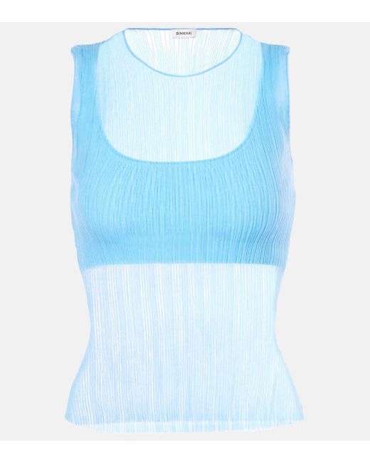 Jonathan Simkhai Blue Oakley Sheer Tank Top