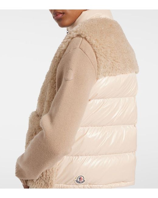 Moncler Natural Logo Faux Fur Down Vest