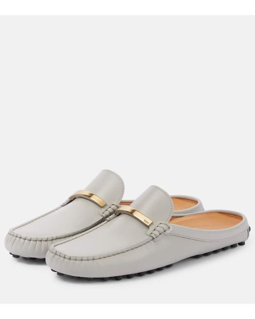 Tod's White Slippers Gommino Aus Leder