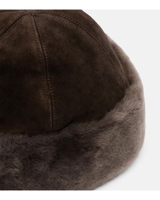 Nour Hammour Brown Toki Suede And Shearling Hat