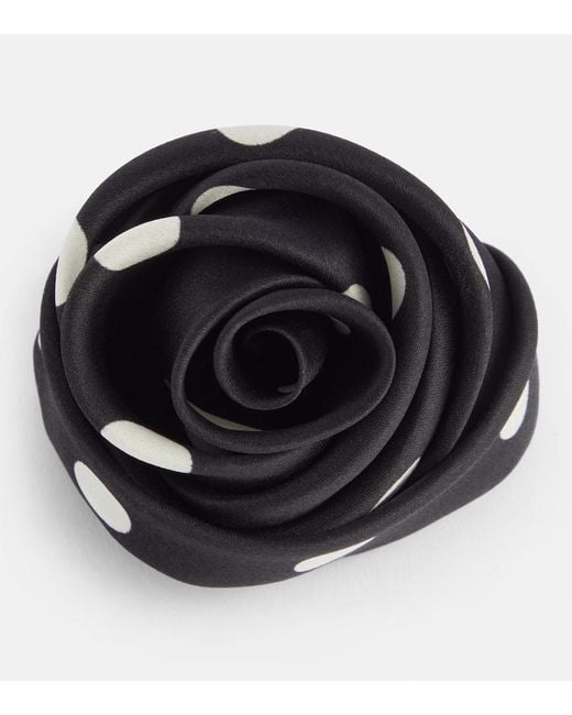 Saint Laurent Black Rose Silk Organza Brooch