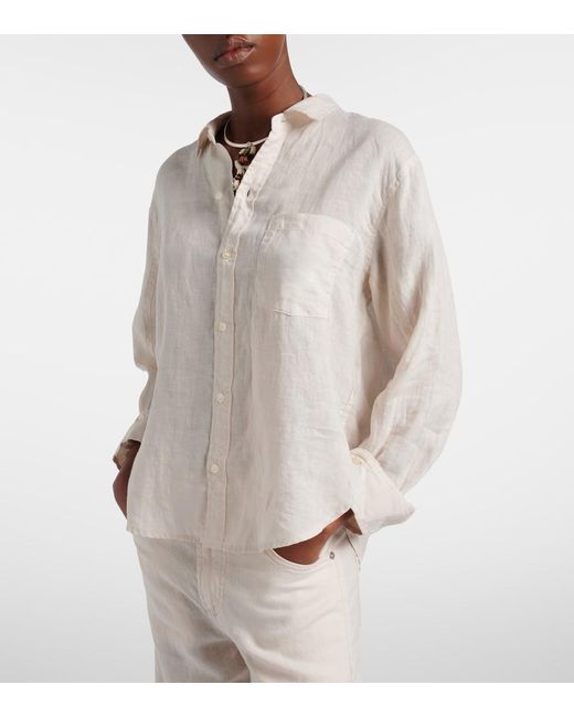 Citizens of Humanity White Kayla Shrunken Linen Shirt