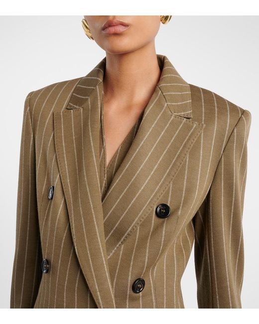 Max Mara Green Balta Pinstripe Double-Breasted Blazer