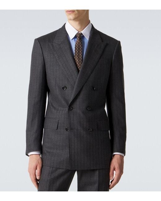Tom Ford Black Herringbone Wool Blazer for men