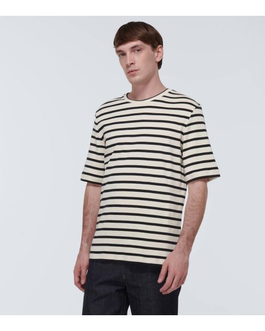 T-shirt en coton raye Jil Sander pour homme en coloris White