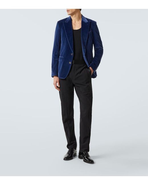 Dolce & Gabbana Blue Cotton Velvet Blazer for men