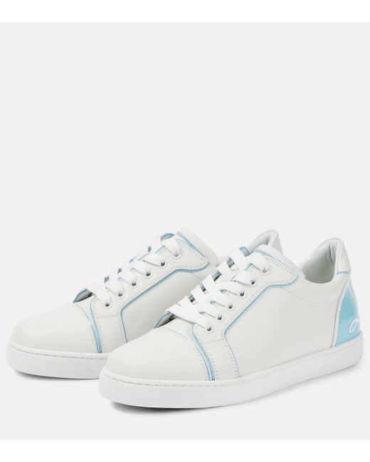 Christian Louboutin White Fun Vieira Brand-embellished Leather Low-top Trainers