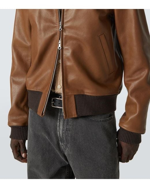 Our Legacy Brown Pharos Leather Bomber Jacket for men