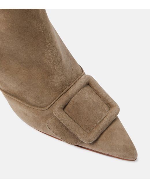 Manolo Blahnik Brown Baylow Embellished Suede Ankle Boots