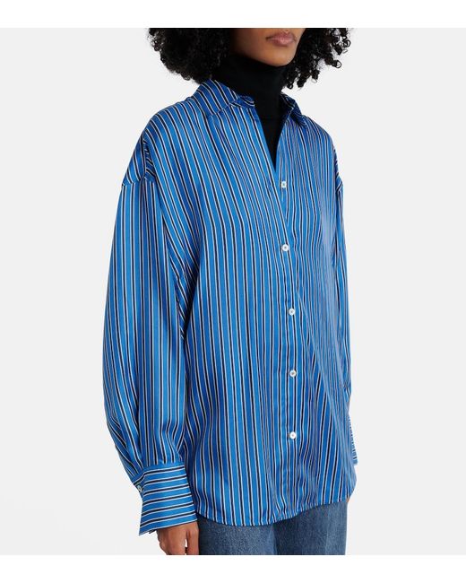 Totême Blue Striped Oversized Silk Shirt