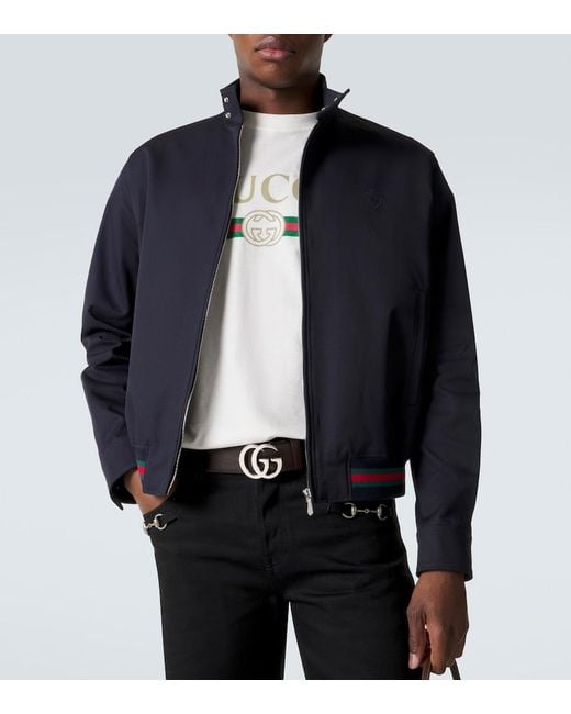 Gucci Blue Web Stripe Cotton Twill Jacket for men