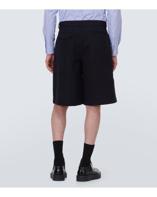 Comme des Garçons Black Wool Gabardine Shorts for men
