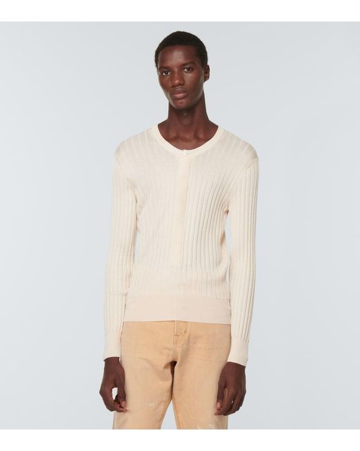 Tom Ford Natural Silk-blend Henley Sweater for men