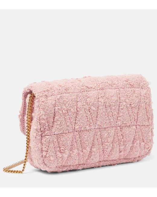 Bolso al hombro Virtus Mini de tweed Versace de color Pink