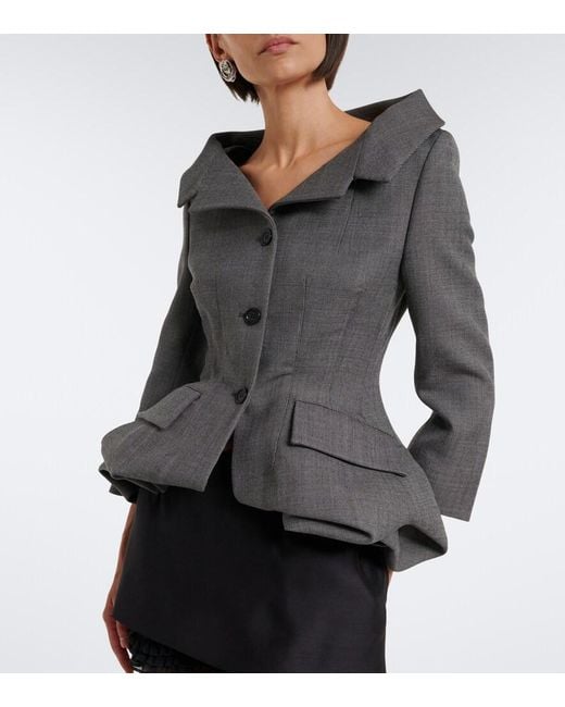 Magda Butrym Gray Peplum Virgin Wool Blazer