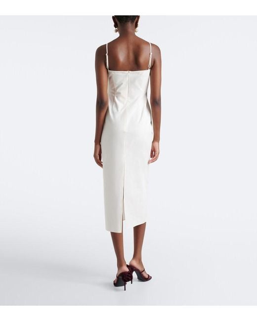 Magda Butrym White Floral-Applique Cotton Midi Dress