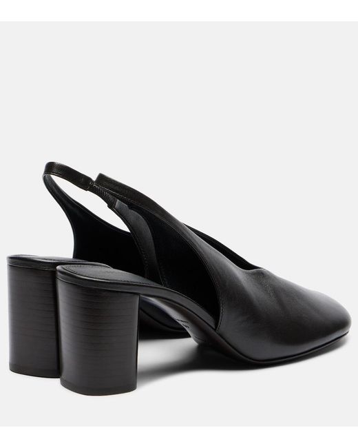 Lemaire Black Glove Leather Slingback Pumps