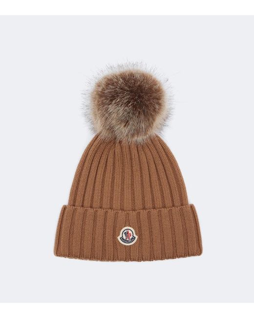 Moncler Brown Ribbed-Knit Virgin Wool Beanie