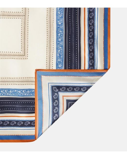 Totême Blue Printed Silk Twill Scarf