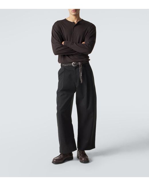 Studio Nicholson Black Sorte Cotton Wide-Leg Pants for men