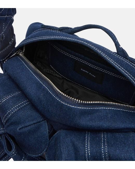 Simone Rocha Blue Verzierte Schultertasche Aus Denim