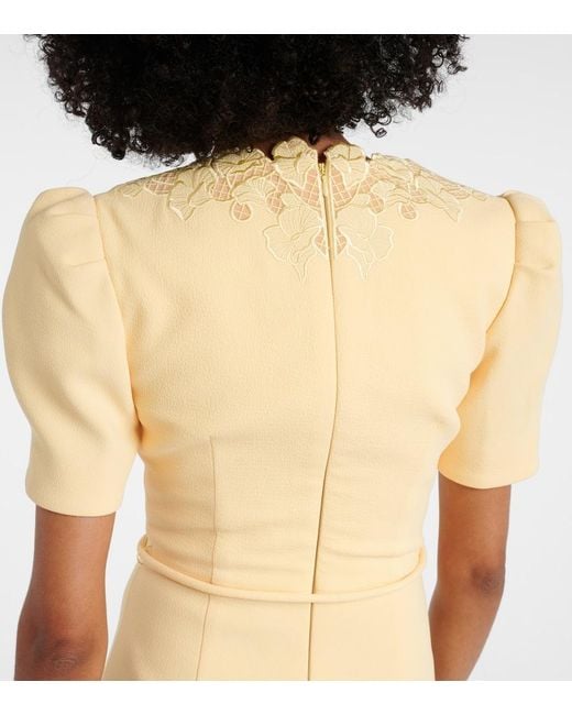 Rebecca Vallance Yellow Lulu Lace-Trimmed Crepe Minidress