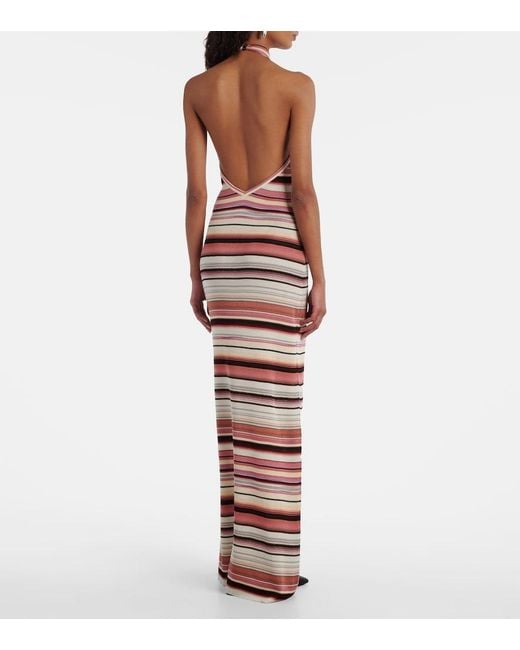 Missoni White Striped Halterneck Maxi Dress