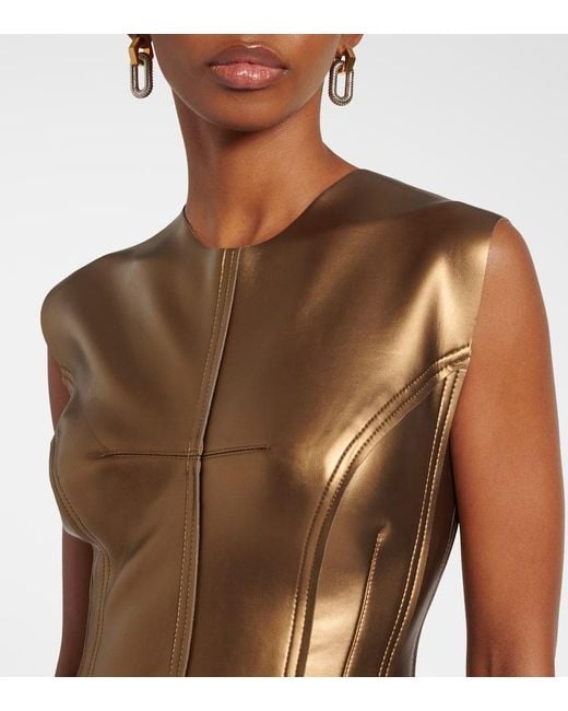 Norma Kamali Brown Faux Leather Midi Dress