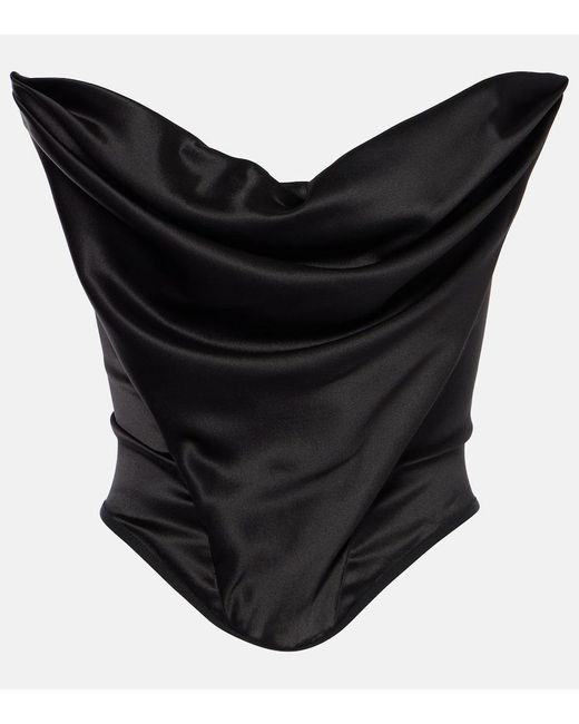 Magda Butrym Black Draped Silk-Blend Satin Corset